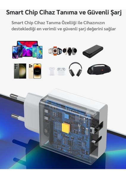 Casper Via X30 Uyumlu 25W Ultra Hızlı Çoklu Şarj Cihazı Adaptör Qualcomm3.0 + PD - İthalatçı Garantili