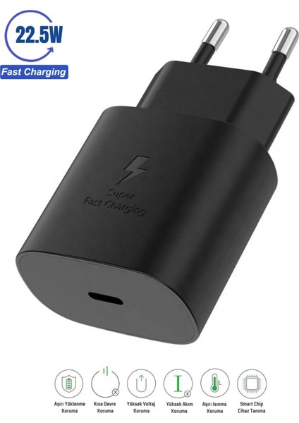 Samsung Galaxy Z Flip 6 Uyumlu 22.5W Type-C to Type-C Hızlı Şarj Cihazı / Şarj Aleti Adaptör - İthalatçı Garantili
