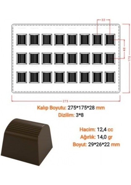 Polikarbon Çikolata Kalıbı Sandık 24 Lü