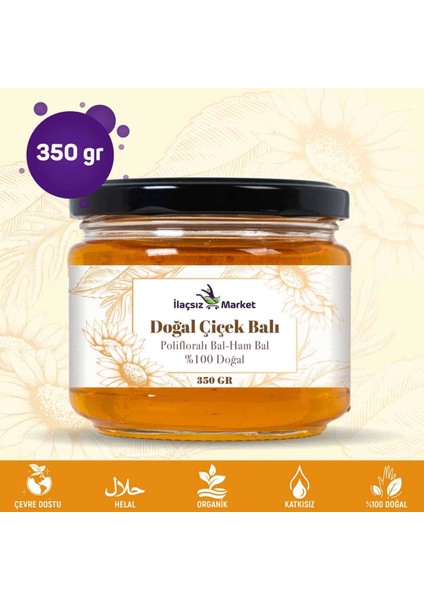 Doğal Ham Bal / 350 gr. (Polifloralı Bal - Ham Bal - Gerçek Bal)