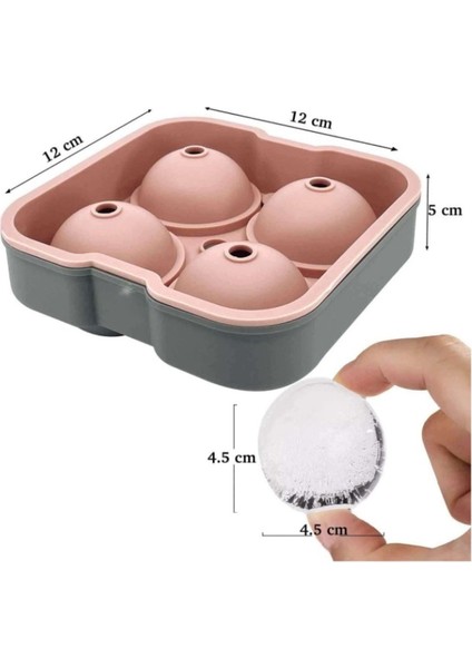 Büyük Boy Silikon 4 Lü Top Buz Kalıbı, Powder Gri fiyatları