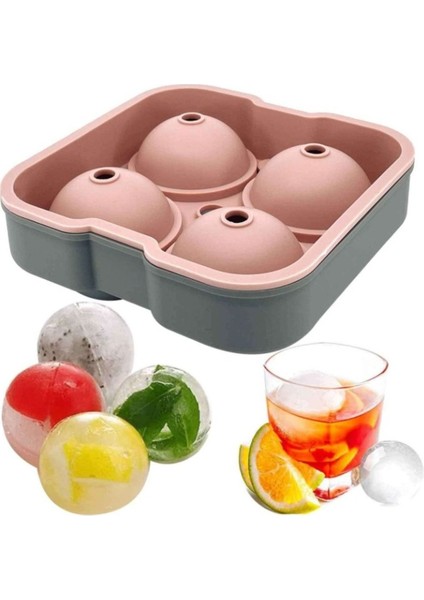 Büyük Boy Silikon 4 Lü Top Buz Kalıbı, Powder Gri modelleri