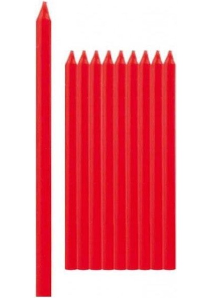 20 cm Kırmızı Pasta Mumu 12'li