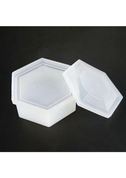 Epoksi Silikon Kalıp Altıgen Mücevher Saklama Kutusu Kalıp 8.8 cm