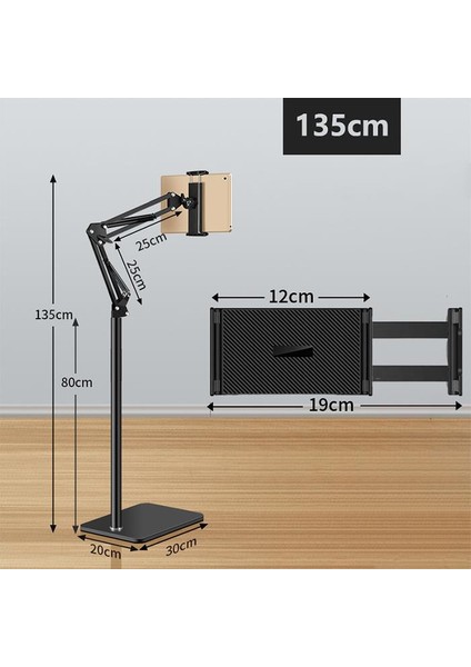 Ful Metal Teleskopik Açı ve Yükseklik Ayarlı Telefon ve Tablet Tutucu Stand, Video Izlemek Çekmek Için Stand