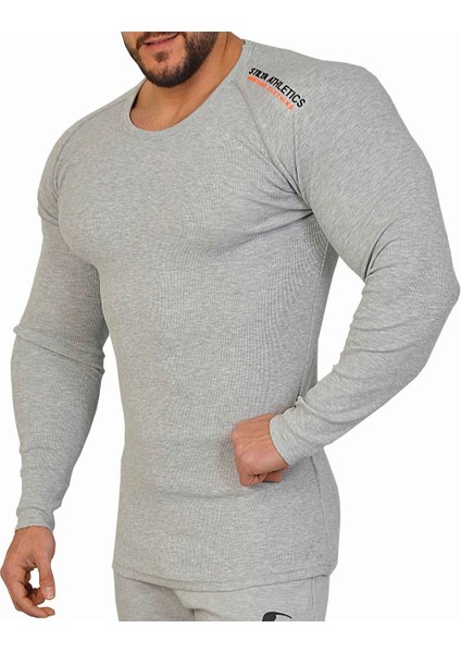 Slim Fit Gri Sweatshirt Fitness Üst Stilya 4690