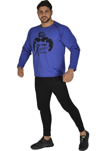 Mavi Pamuklu Kışlık Sweatshirt Big Sam 4672