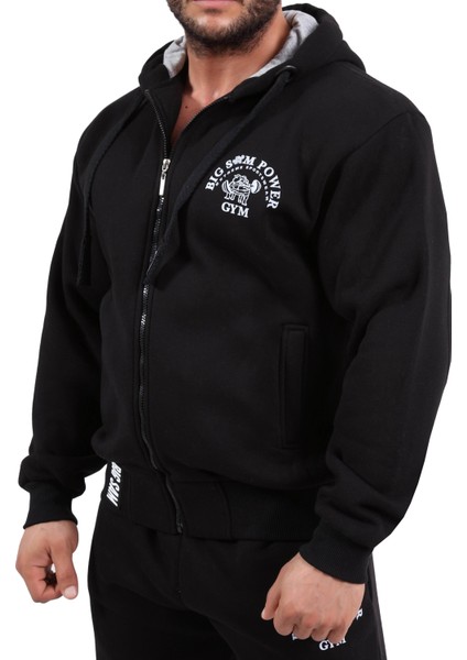 Siyah Kışlık Fermuarlı Eşofman Üstü Big Sam 3552 modelleri