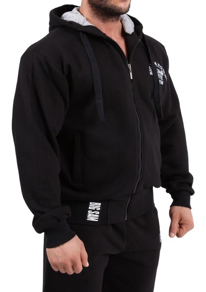 Siyah Kışlık Fermuarlı Eşofman Üstü Big Sam 3552 fırsatları