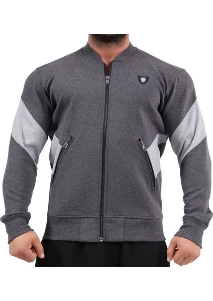 Antrasit Fermuarlı Kışlık Eşofman Üstü Ceket Stilya 3609