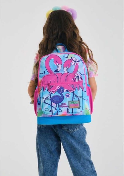 Kids Mavi Pembe Flamingo Desenli Dört Bölmeli Okul Sırt Çantası 23730 fiyatları