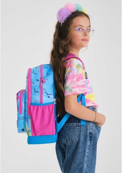 Kids Mavi Pembe Flamingo Desenli Dört Bölmeli Okul Sırt Çantası 23730 modelleri