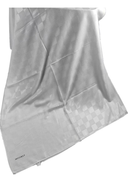 Krep Jakar Dama Desen Şal 75X190 cm - Beyaz