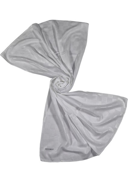 Krep Jakar Dama Desen Şal 75X190 cm - Beyaz modelleri