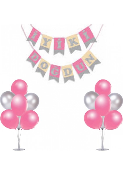 7'li Balon Demeti Iyi Ki Doğdun 2'li Pembe Balon