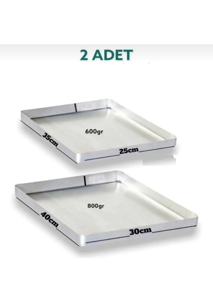 Alüminyum Baklava & Fırın Tepsi 2 Adet 25 x 35 - 30 x 40