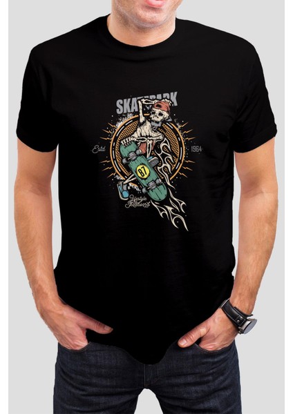 Kaykay 87 Baskılı Siyah Tişört C814