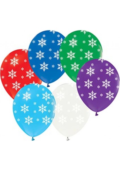 Yeni Yıl Kar Tanesi Baskılı Balon