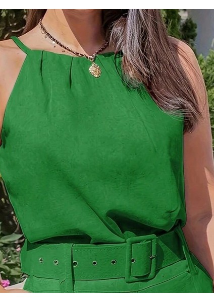 Kadın Boyundan Ip Askılı Bluz ve Kısa Ikili Takım fiyatları