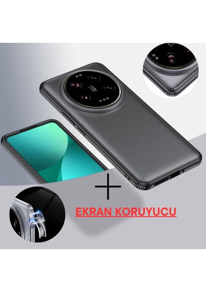 Xiaomi Mi 14 Ultra Uyumlu Kılıf Köşeleri Airbaglı Antishock +Süper Nano Antidust Cam Ekran Koruyucu 2'li Set