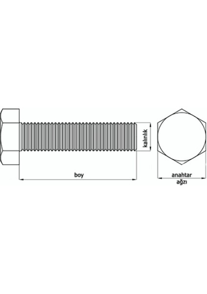 DIN933 M5*40 mm Galv. Kaplamalı Cıvata 1000 Adet