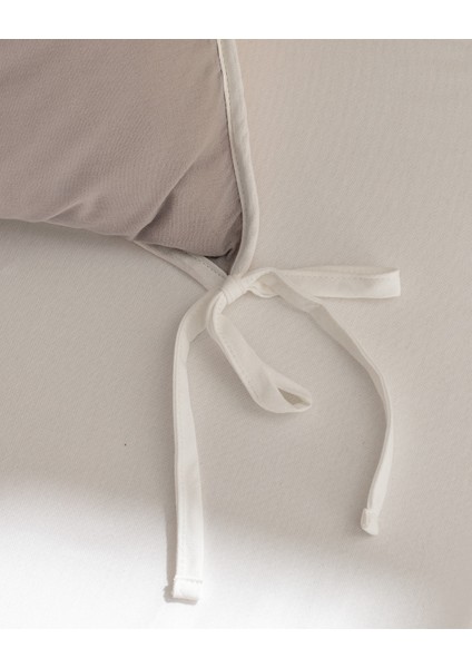 Aimon King Size %100 Pamuk Yıkamalı Bağlamalı Nevresim Takımı - Gri/Pudra fırsatları