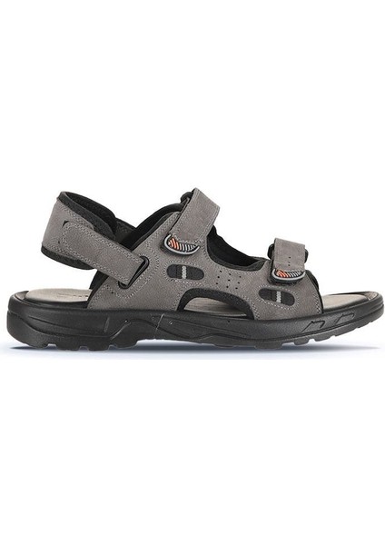 Bueno Shoes Gri Nubuk Erkek Sandalet 25MS1405