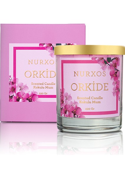 9683 Orkide Kutulu 2 Adet Kokulu Mum + Freshener Oda Spreyi