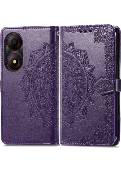 Zte Blade A34 Için Mandala Çiçek Kabartmalı Telefon Kılıfı (Yurt Dışından)