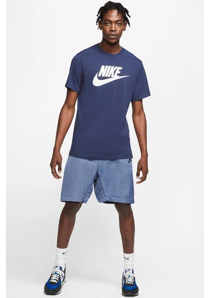 Sportswear Futura Swoosh Logo Tee T Shirt Unisex Baskılı Tişört Lacivert modelleri