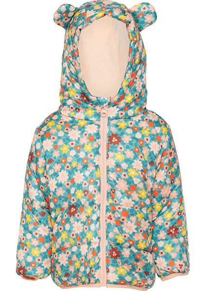 Basic Çiçek Baskılı Kulaklı Kapüşonlu Mont Kız Bebek