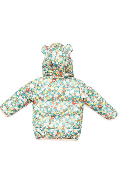 Basic Çiçek Baskılı Kulaklı Kapüşonlu Mont Kız Bebek modelleri