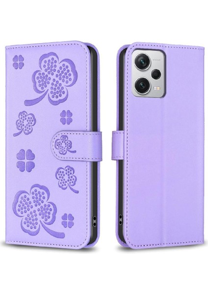 Xiaomi Redmi Not 12 Için Flip Case Pro Artı Yonca Çiçek Pu Deri Kart (Yurt Dışından)