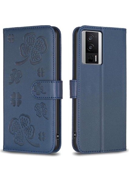Xiaomi Poco F5 Pro Yonca Çiçek Pu Deri Çok Renkli Kart Için Flip Case (Yurt Dışından)