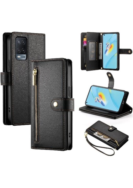 Oppo A54 4g Çok Fonksiyonlu Kart Yuvaları Cüzdan Bölmesi Için Flip Case (Yurt Dışından)