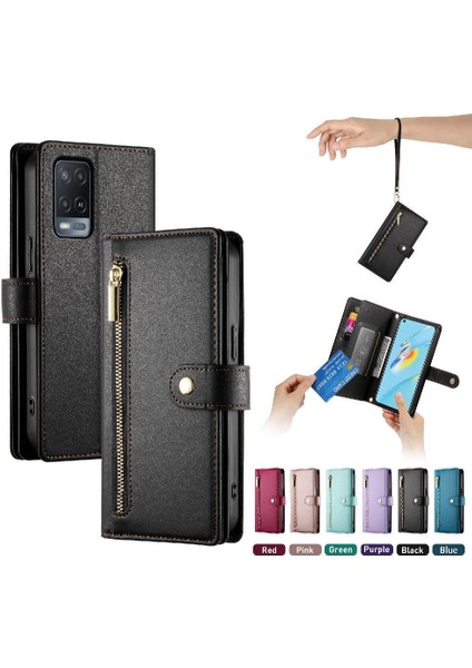 Oppo A54 4g Çok Fonksiyonlu Kart Yuvaları Cüzdan Bölmesi Için Flip Case (Yurt Dışından) modelleri