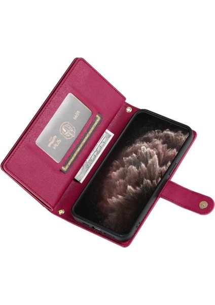 IPhone 11 Için Flip Case Pro Max Cüzdan Bölmesi Kickstand Bilek Kayışı (Yurt Dışından)