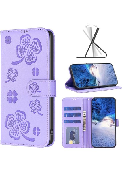 Samsung Galaxy Için Flip Case A52S 5g Yonca Çiçek Pu Deri Çok Renkli (Yurt Dışından)
