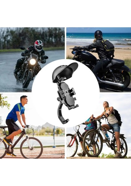 Bisiklet Motosiklet ve Scooter Için Dikiz Ayna Uyumlu Telefon Tutucu Orjinal Malzeme Yüksek Kalite Güneşlik Tasarımlı Universal Modellere Uyumlu Kolay Kurulum ZR730 - Dikiz Ayna Tutucu
