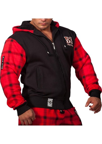 Kırmızı Ekoseli Kapşonlu Eşofman Üstü Big Sam 3587 modelleri