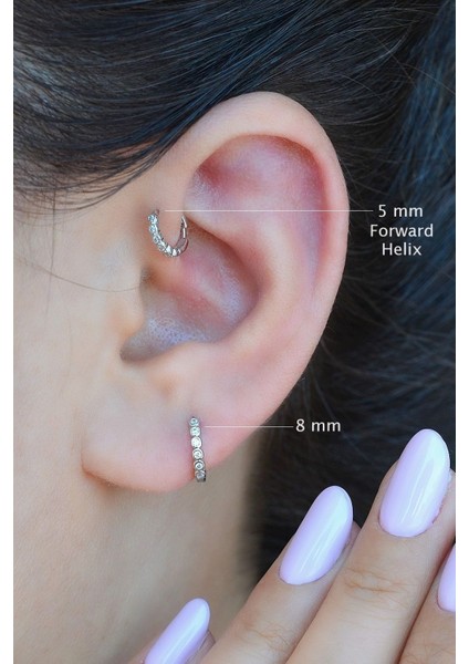 Zirkon Incecik 5 mm Mini Halka Piercing Forward Helix Tragus Piercing Daith Helix