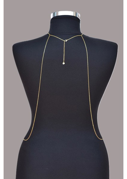 Işıltılı Pullu Çelik Vücut Zinciri Body Chain Gold Renk