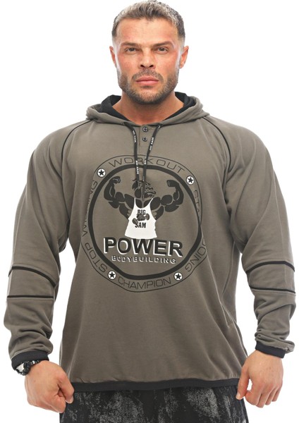 Haki Yeşil Kışlık Kapşonlu Sweatshirt Big Sam 4667