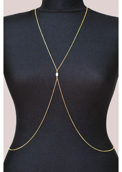 Damla Tektaş Çelik Vücut Zinciri Body Chain Gold Renk