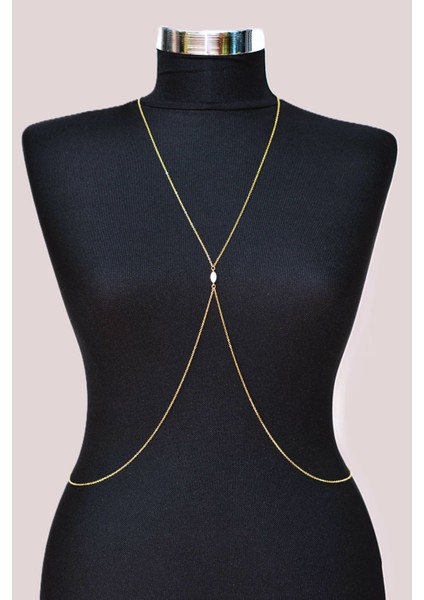 Damla Tektaş Çelik Vücut Zinciri Body Chain Gold Renk