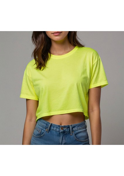 Neon Sarı Kadın Crop Şık Ve Rahat Crop Tshirt Koleksiyonu Renkli Yaz Cropları Ümodern Klasik Sokak Modası Sportif Crop Top Şehirli Kadın Cropları Trend Crop Tişört indirimleri