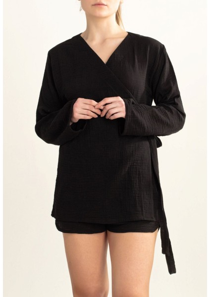 Kadın Günlük ve Yazlık Kısa Kruvaze Kimono