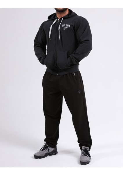 Slim Fit Antrasit Kapşonlu Eşofman Üstü Big Sam 3577 fırsatları