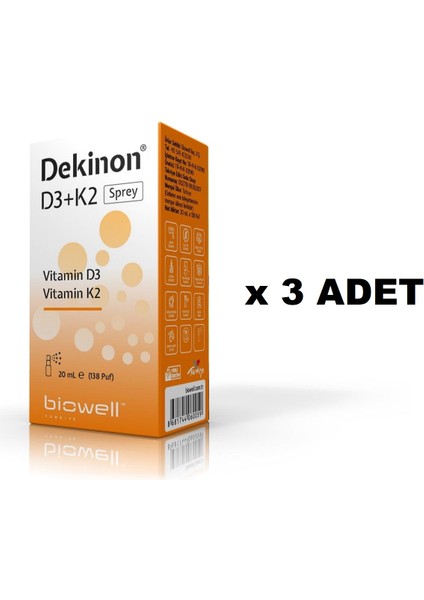 Dekinon D3 K2 Sprey 20 Ml 130 Puf X 3 Adet