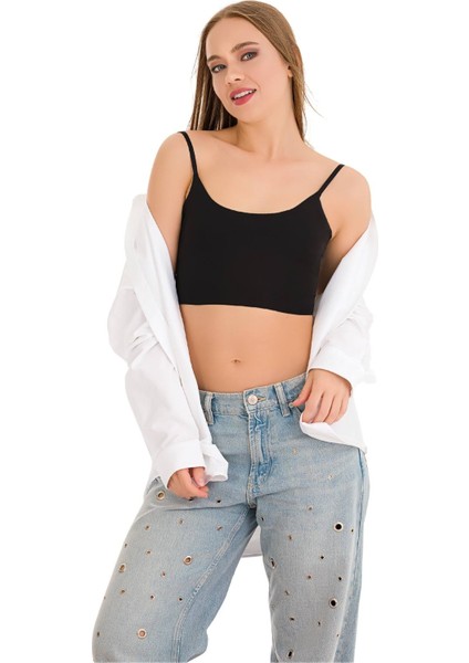777 Kadın Ince Askılı Lazer Kesim Crop Büstiyer fırsatları
